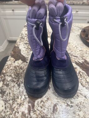 Kids (Girls) Waterproof Snow Boots - Purple and Navy